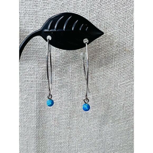 Silver 925 Simulated Fire Opal Snowflake 18" Necklace + Drop Earring Set Jewelry - Picture 10 of 16